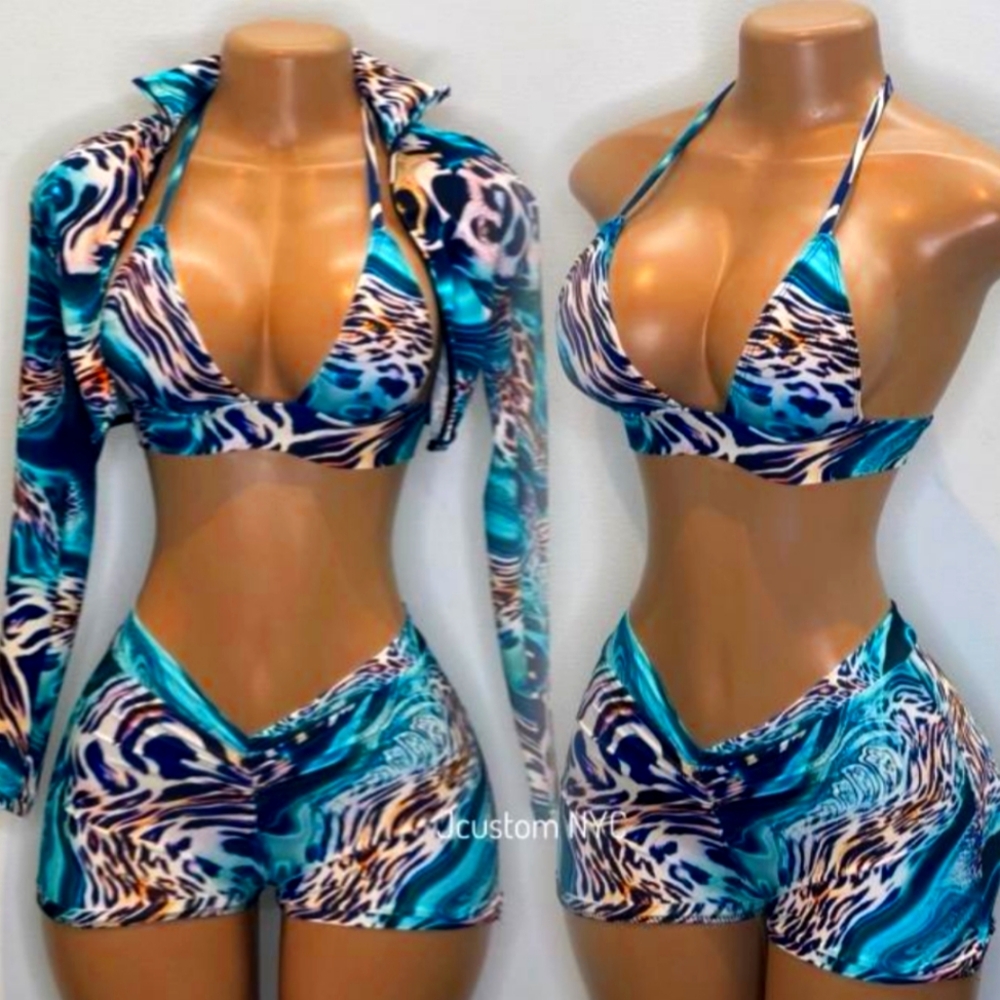 THREE 3 PIECE CUSTOM MADE SEXY OUTFIT BARTENDER EXOTIC WEAR STRIPPER RAVE OUTFIT